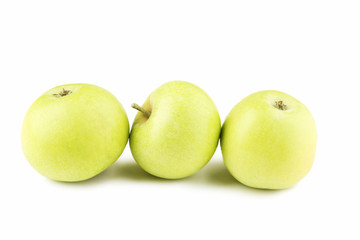 Ripe green apples isolated on white