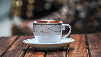 Turkish Coffee on Wooden Coffee Table