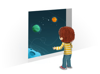 Niño mirando al espacio exterior, concepto © malosdedos