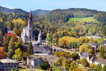 Panorama of Lourdes - city in France famouse due to the Marian apparitions © robnaw
