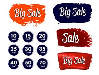 Set of sale stickers with hand drawn elements . Vector illustrations for online shopping, product promotions, website and mobile website badges, ads, print material.