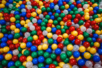 Fototapeta na wymiar Background, colorful plastic balls on children's playground