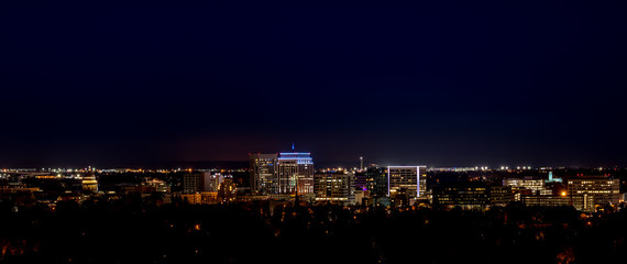 Fototapeta na wymiar Boise Idaho skyline at night with lights on