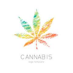 Cannabis creative logo. Marijuana colourful symbol
