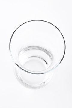 Empty wine glass, top view. The purity and elegance of glassware. Vertical image of empty glass for wine.