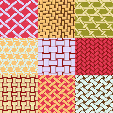 Patterns collection of different interweave of baskets