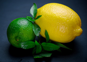 Juicy lime and lemon on the table