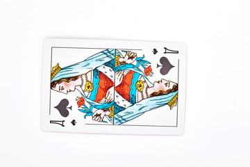 Queen of spades playing card. Queen of spades from playing cards deck. Queen of spades card on white.
