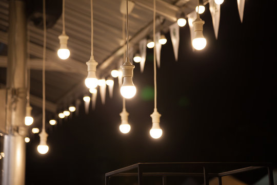 Light bulbs on dark background