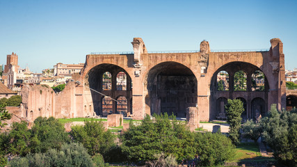 Ruins of Basilica of Maxentius and Constantine in Rome, Italy