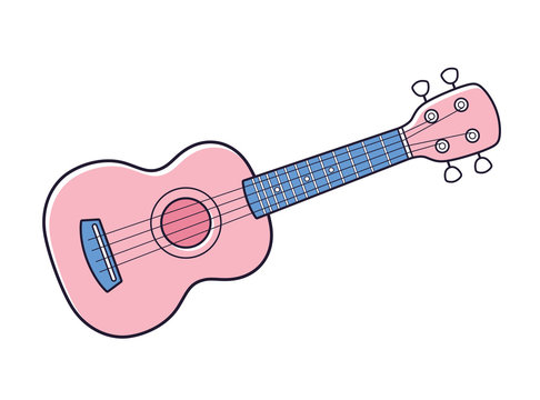 Pink ukulele isolated.