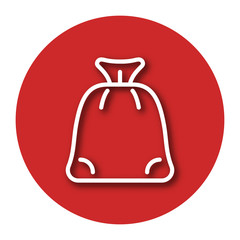 Line icon of Santa Claus gifts bag with shadow. EPS 10