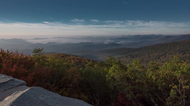 4K TL BRP Rough Ridge Wall Valley Fog during autumn's leaf peeping season