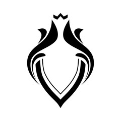Fototapeta premium Black Line Art Blazon with Copy Space