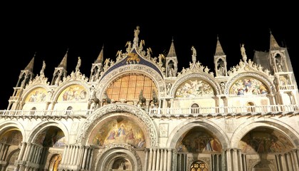 Naklejka premium Venice Italy Basilica of Saint Mark illuminated at night