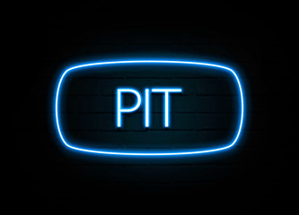 Pit  - colorful Neon Sign on brickwall
