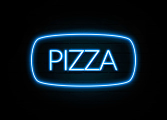 Pizza  - colorful Neon Sign on brickwall