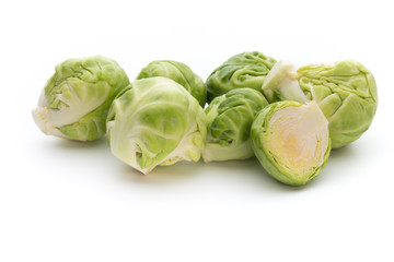 Fototapeta premium Brusseles sprouts isolated on the white background.