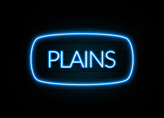 Plains  - colorful Neon Sign on brickwall