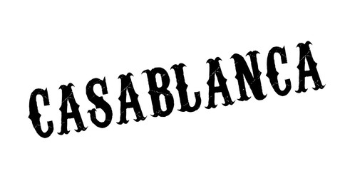 Casablanca rubber stamp. Grunge design with dust scratches. Effects can be easily removed for a clean, crisp look. Color is easily changed.