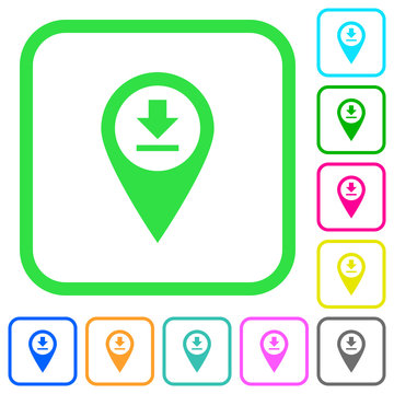 Download GPS map location vivid colored flat icons icons