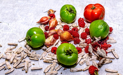 Still life of green tomatoes