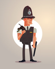 British London policeman character. Vector flat cartoon illustration