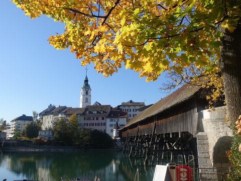 Olten mit Holzbr&uuml;cke