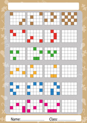 collect patterns in the first, second and third part, worksheet for kids