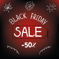 Black friday, holiday sale 50 percent leaflet.