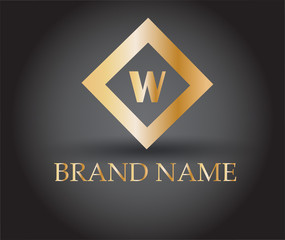 Vector graphic golden square W symbol