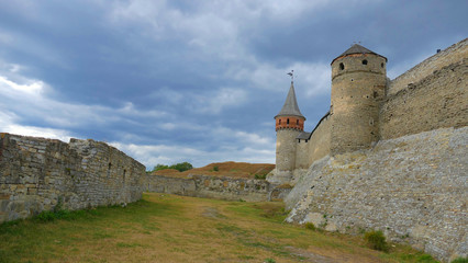 Fototapeta na wymiar Kamieniec Podolski - an old medieval town full of monuments - castles of towers of the walls. It is an important tourist resort known in Poland and Ukraine especially by the famous castle.