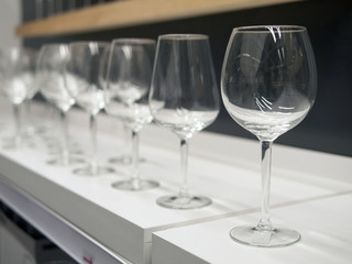 Wine glasses on the shelf