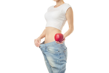 Woman lose weight slimness centimeter apple