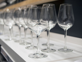 Wine glasses on the shelf
