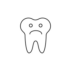 Tooth sad face sign icon. Aching tooth symbol. Unhealthy teeth. Report document, information and check tick icons