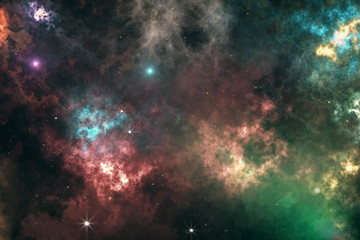 Obraz na płótnie Canvas Universe filled with stars, nebula and galaxy 3d illustration