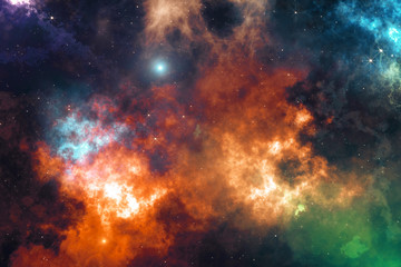 Obraz na płótnie Canvas Universe filled with stars, nebula and galaxy 3d illustration