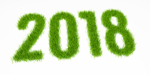 New year 2018 digits made from grass. Perspective view