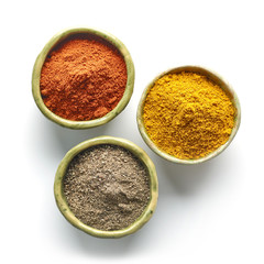Bowls of various spices