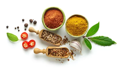 Fototapete Various spices isolated on white background © Mara Zemgaliete