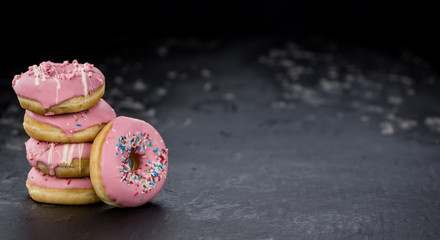 Pink glazed Donuts (close-up shot)