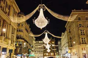 Tafelkleed Graben street by night in Vienna, Austria © adisa