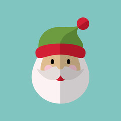 santa claus face with beard moustache hat happy xmas christmas symbol flat icon