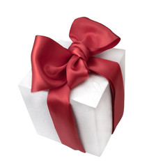 gift white box and red ribbon