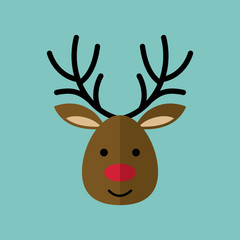 Fototapeta premium deer moose stag antler xmas christmas winter santa flat icon