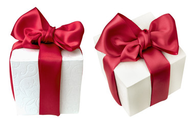 two gift white box for celebration  on white background