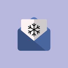 envelope email postcard letter with snowflake flat icon