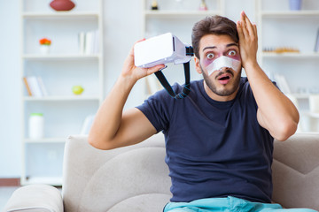 Young man defeated in sports game suffered loss with broken blee