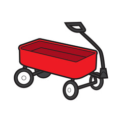 red wagon vector cartoon